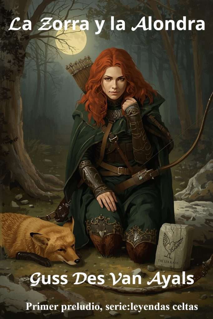 En un bosque la zorra, junto a la arquera en actitud contemplativa, guardan la tumba de la alondra
